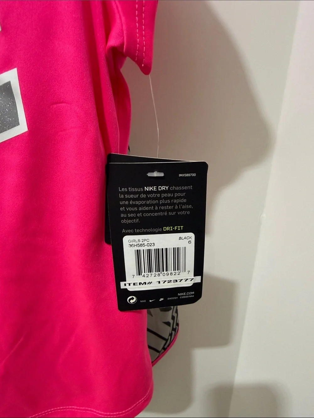 Nike Girls Bright Pink Short Sleeve Tee with Black Logo